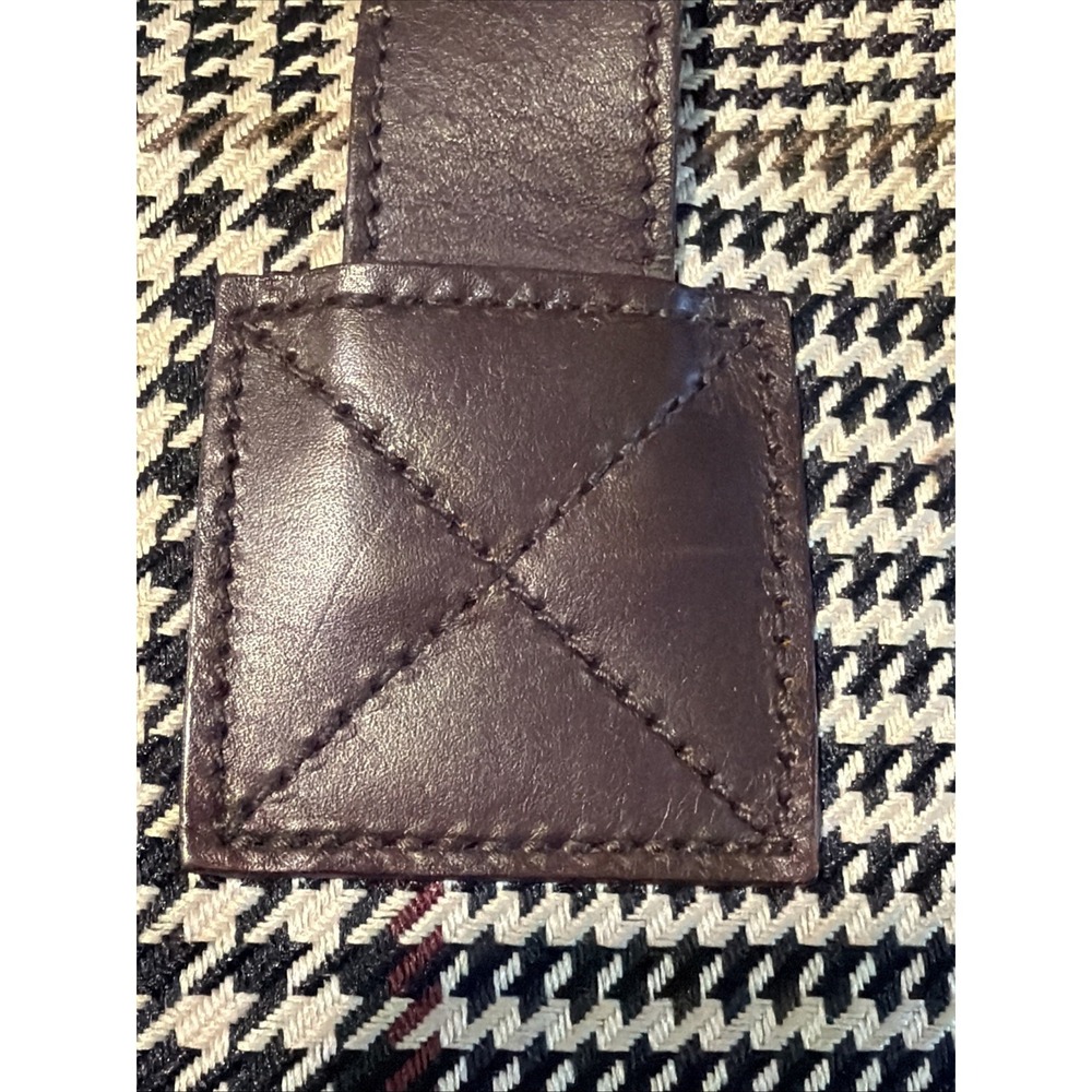 Ralph Lauren Herringbone Plaid Suede Tote Bag Large Brown Leather Handles Laptop - Picture 6 of 16